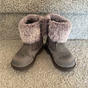 Gray Fur-Lined Boots